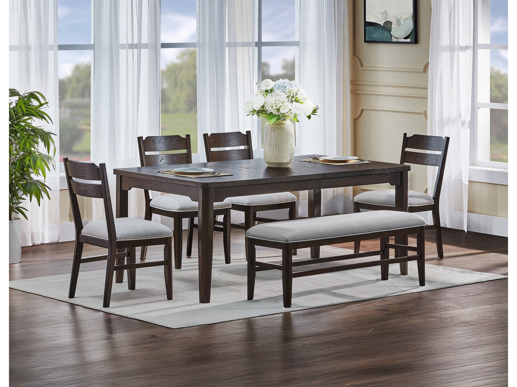 Higgins Dark Oak/Gray Dining Set - Ornate Home