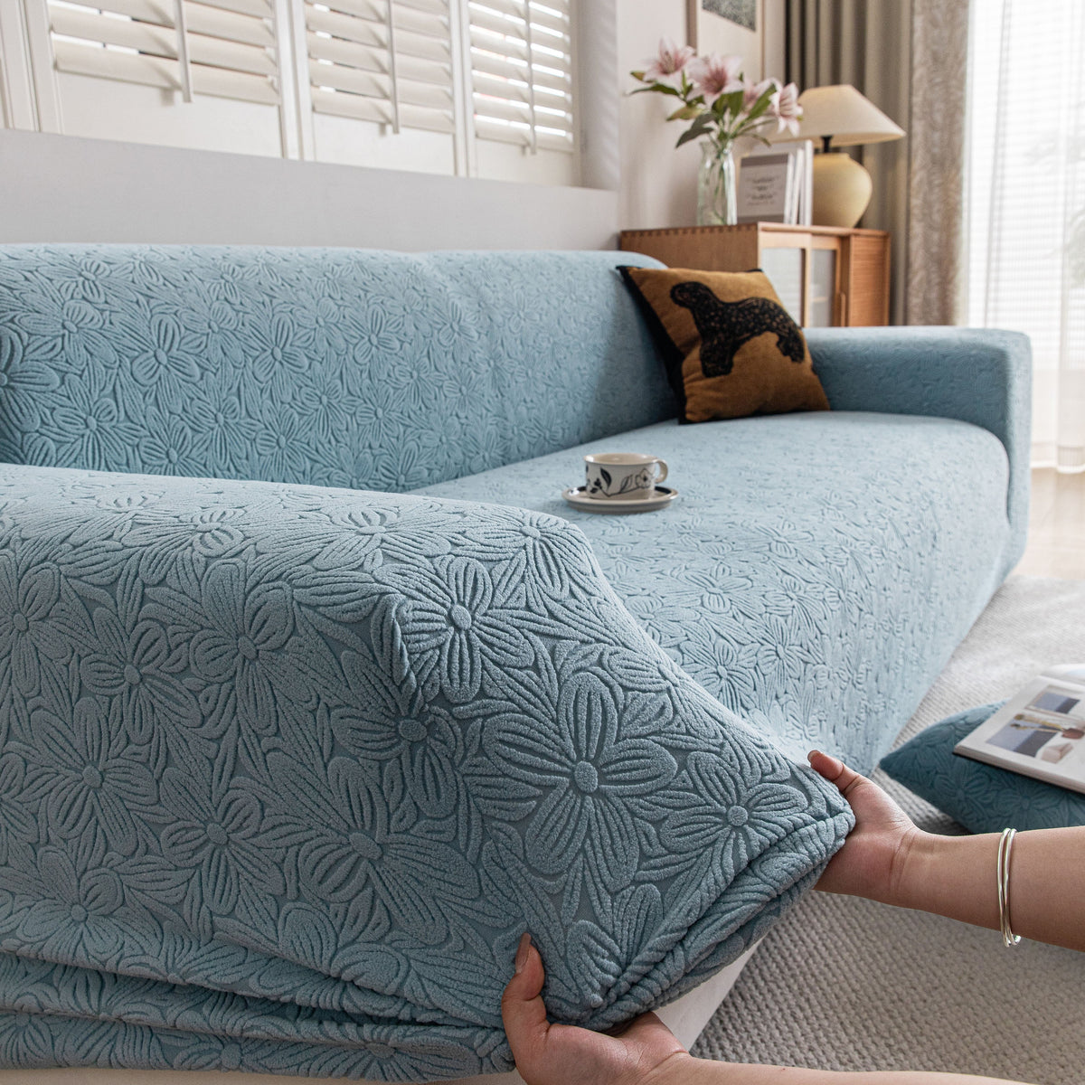High Elastic Floral Couch Slipcover, Jacquard Stretch Non-Slip Furniture Protector - Ornate Home