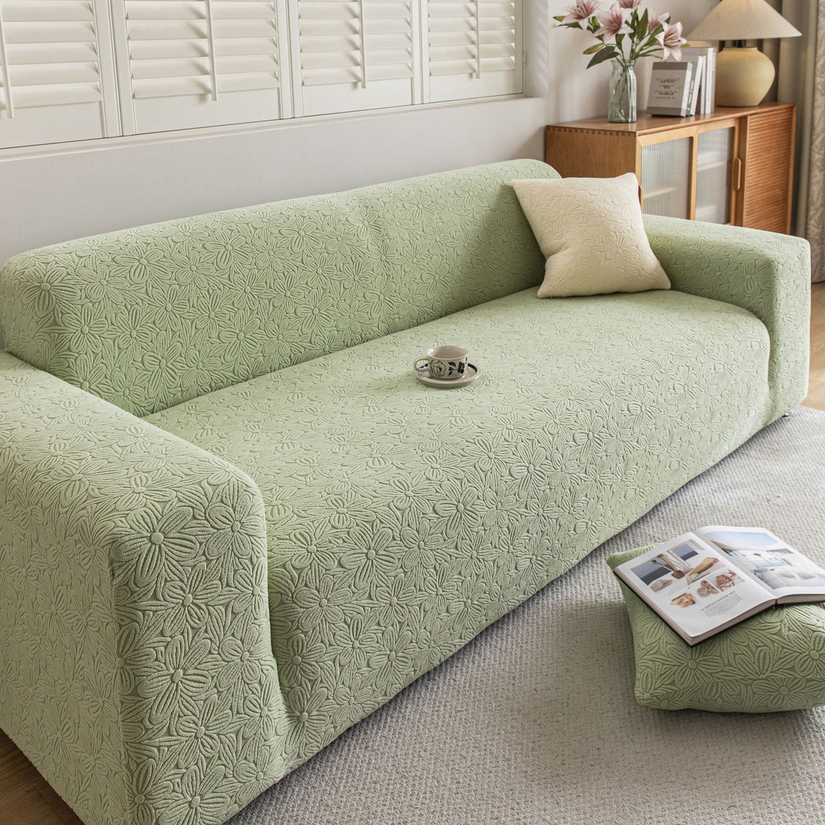 High Elastic Floral Couch Slipcover, Jacquard Stretch Non-Slip Furniture Protector - Ornate Home