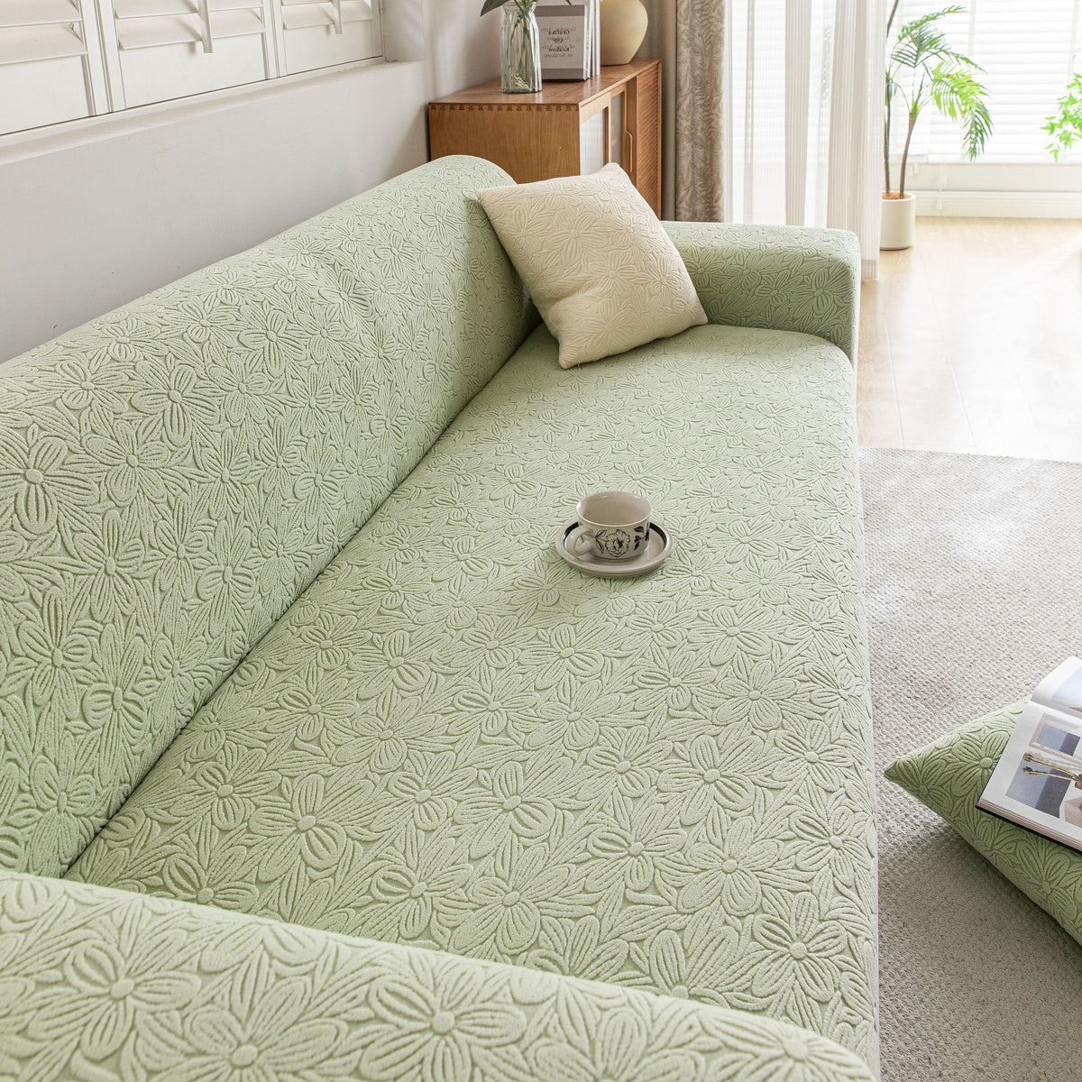 High Elastic Floral Couch Slipcover, Jacquard Stretch Non-Slip Furniture Protector - Ornate Home