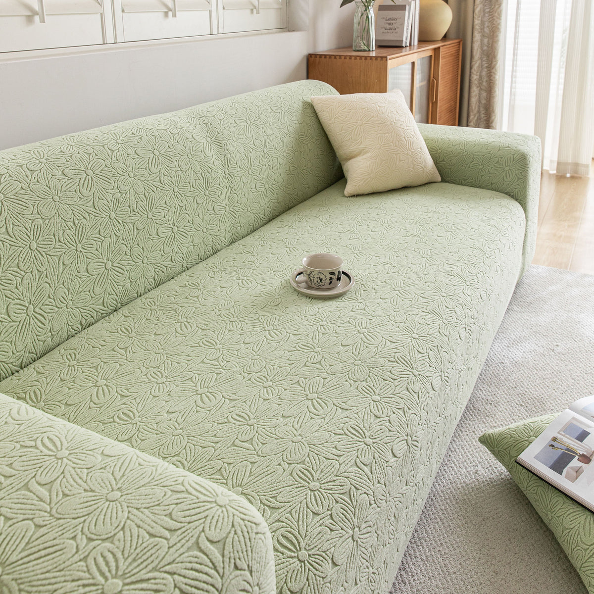 High Elastic Floral Couch Slipcover, Jacquard Stretch Non-Slip Furniture Protector - Ornate Home