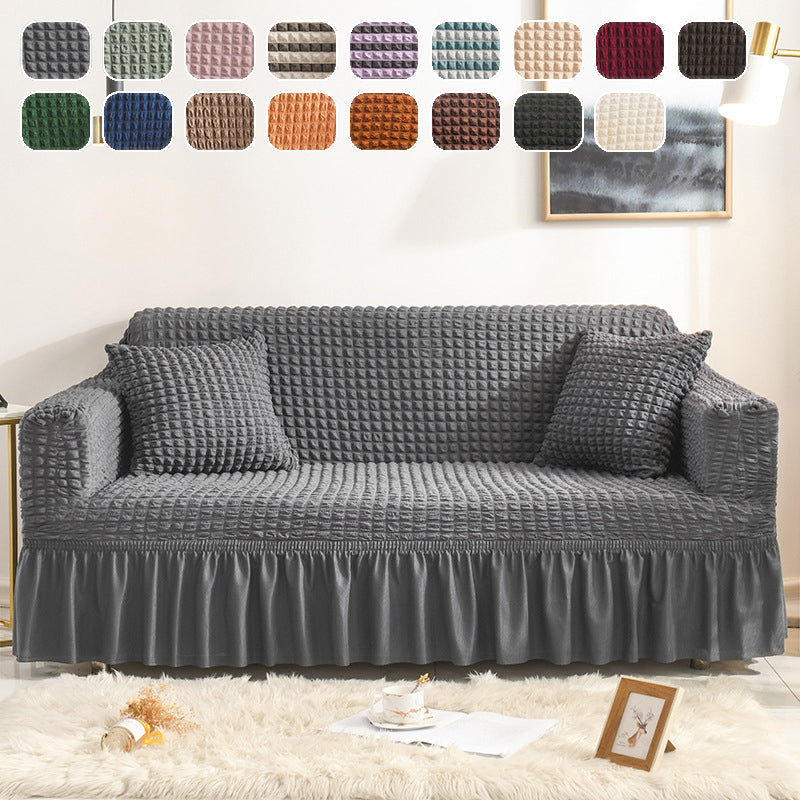 High-Quality Seersucker Stretch Sofa Slipcover with Elastic Bottom and Skirt Washable Furniture Protector for Kids and Pets 1/2/3/4 Seater Options - Ornate Home