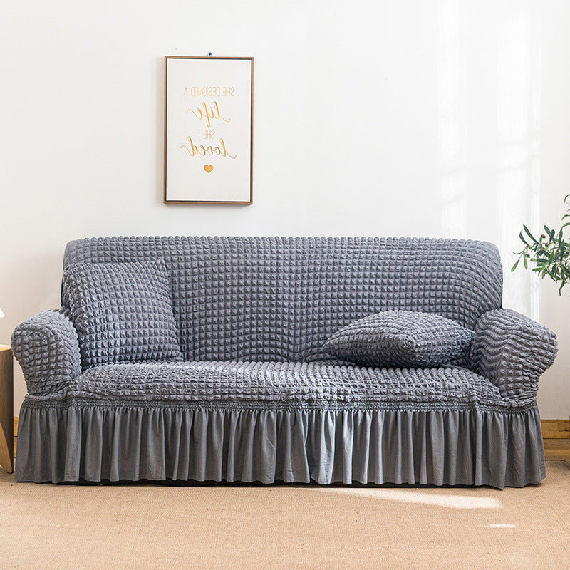 High-Quality Seersucker Stretch Sofa Slipcover with Elastic Bottom and Skirt Washable Furniture Protector for Kids and Pets 1/2/3/4 Seater Options - Ornate Home