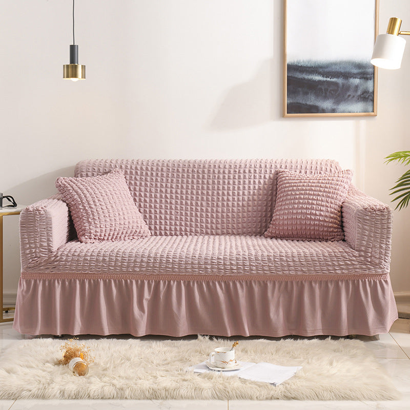 High-Quality Seersucker Stretch Sofa Slipcover with Elastic Bottom and Skirt Washable Furniture Protector for Kids and Pets 1/2/3/4 Seater Options - Ornate Home