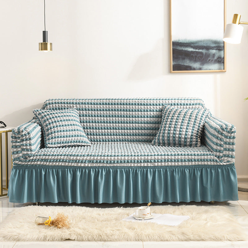 High-Quality Seersucker Stretch Sofa Slipcover with Elastic Bottom and Skirt Washable Furniture Protector for Kids and Pets 1/2/3/4 Seater Options - Ornate Home