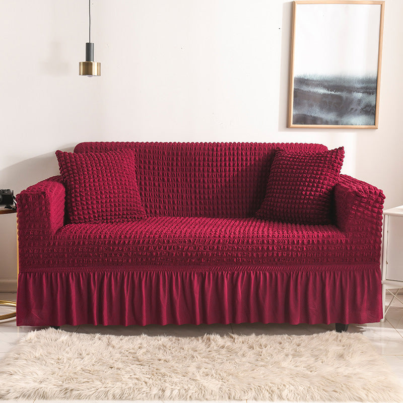High-Quality Seersucker Stretch Sofa Slipcover with Elastic Bottom and Skirt Washable Furniture Protector for Kids and Pets 1/2/3/4 Seater Options - Ornate Home