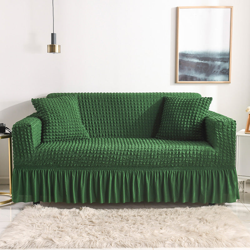 High-Quality Seersucker Stretch Sofa Slipcover with Elastic Bottom and Skirt Washable Furniture Protector for Kids and Pets 1/2/3/4 Seater Options - Ornate Home