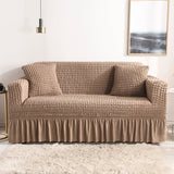 High-Quality Seersucker Stretch Sofa Slipcover with Elastic Bottom and Skirt Washable Furniture Protector for Kids and Pets 1/2/3/4 Seater Options - Ornate Home