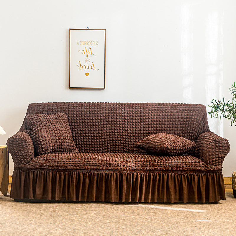 High-Quality Seersucker Stretch Sofa Slipcover with Elastic Bottom and Skirt Washable Furniture Protector for Kids and Pets 1/2/3/4 Seater Options - Ornate Home