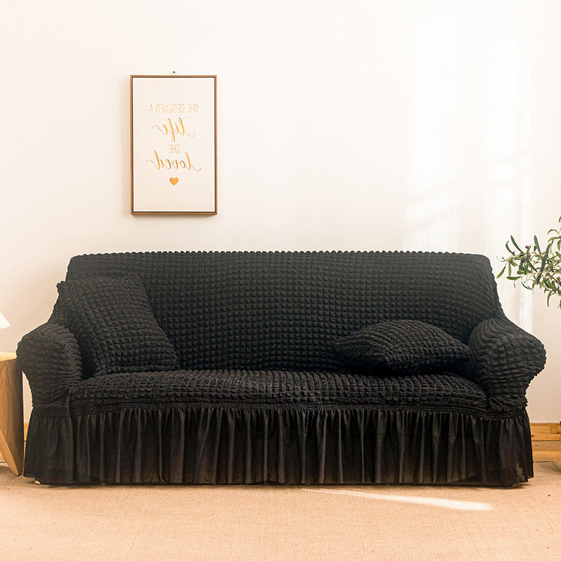 High-Quality Seersucker Stretch Sofa Slipcover with Elastic Bottom and Skirt Washable Furniture Protector for Kids and Pets 1/2/3/4 Seater Options - Ornate Home