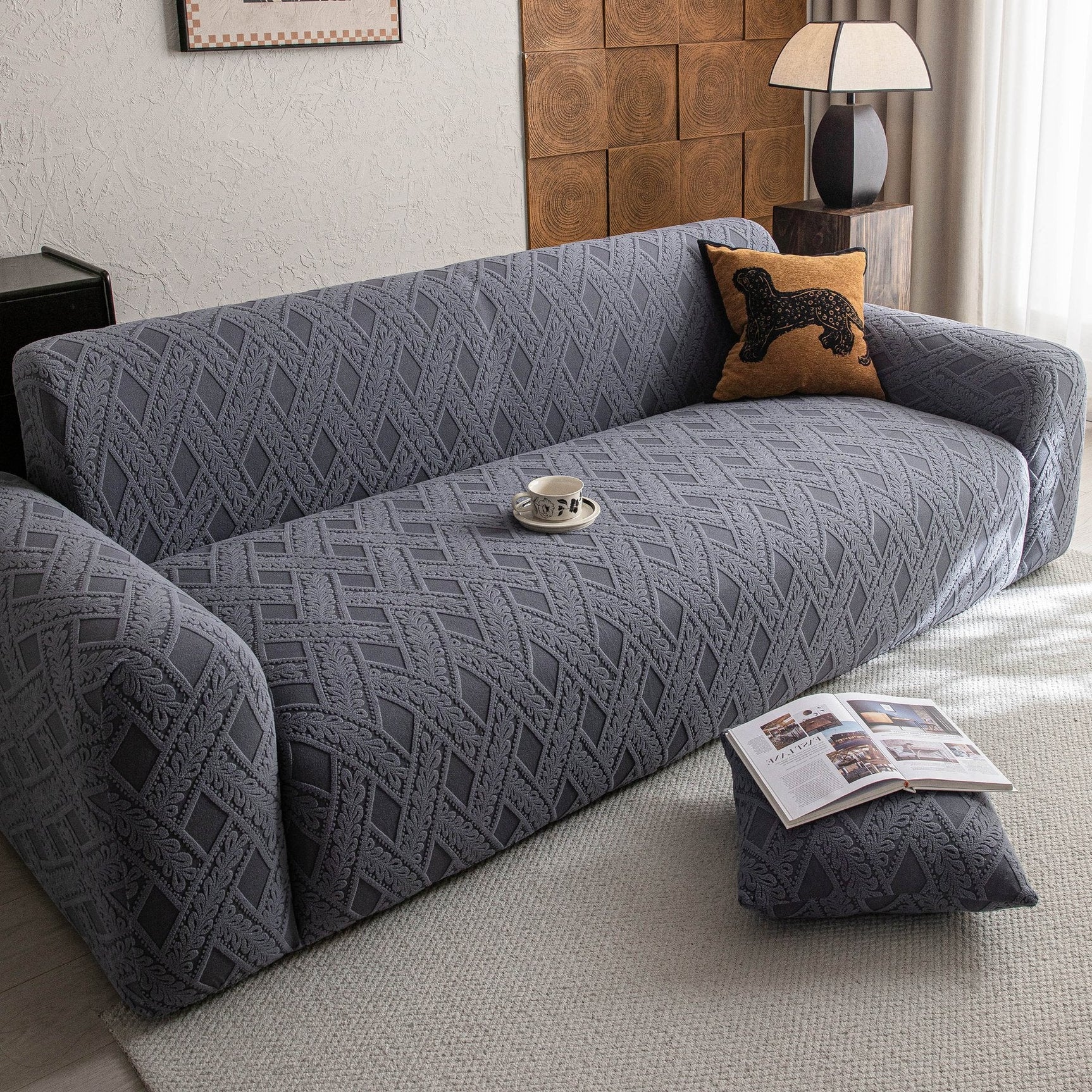 High Stretch 3D Jacquard Sofa Slipcovers, Pet Friendly Non Slip Sofa Cover Washable - Ornate Home