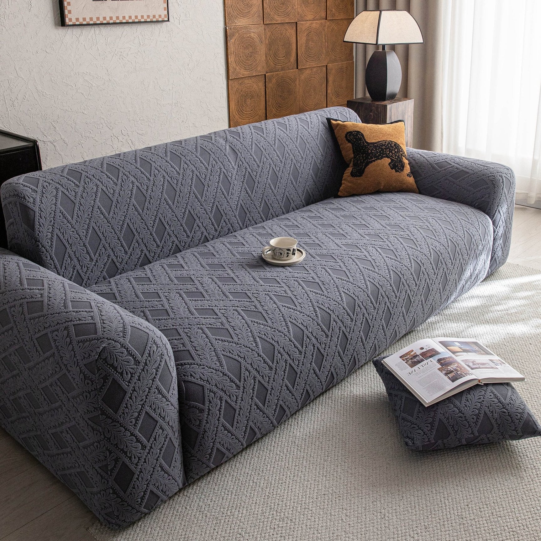 High Stretch 3D Jacquard Sofa Slipcovers, Pet Friendly Non Slip Sofa Cover Washable - Ornate Home