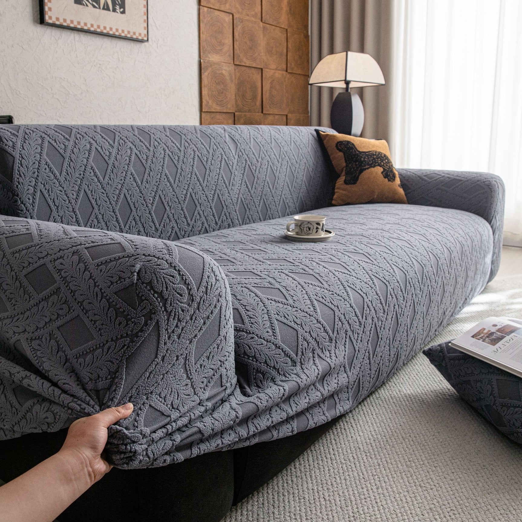 High Stretch 3D Jacquard Sofa Slipcovers, Pet Friendly Non Slip Sofa Cover Washable - Ornate Home