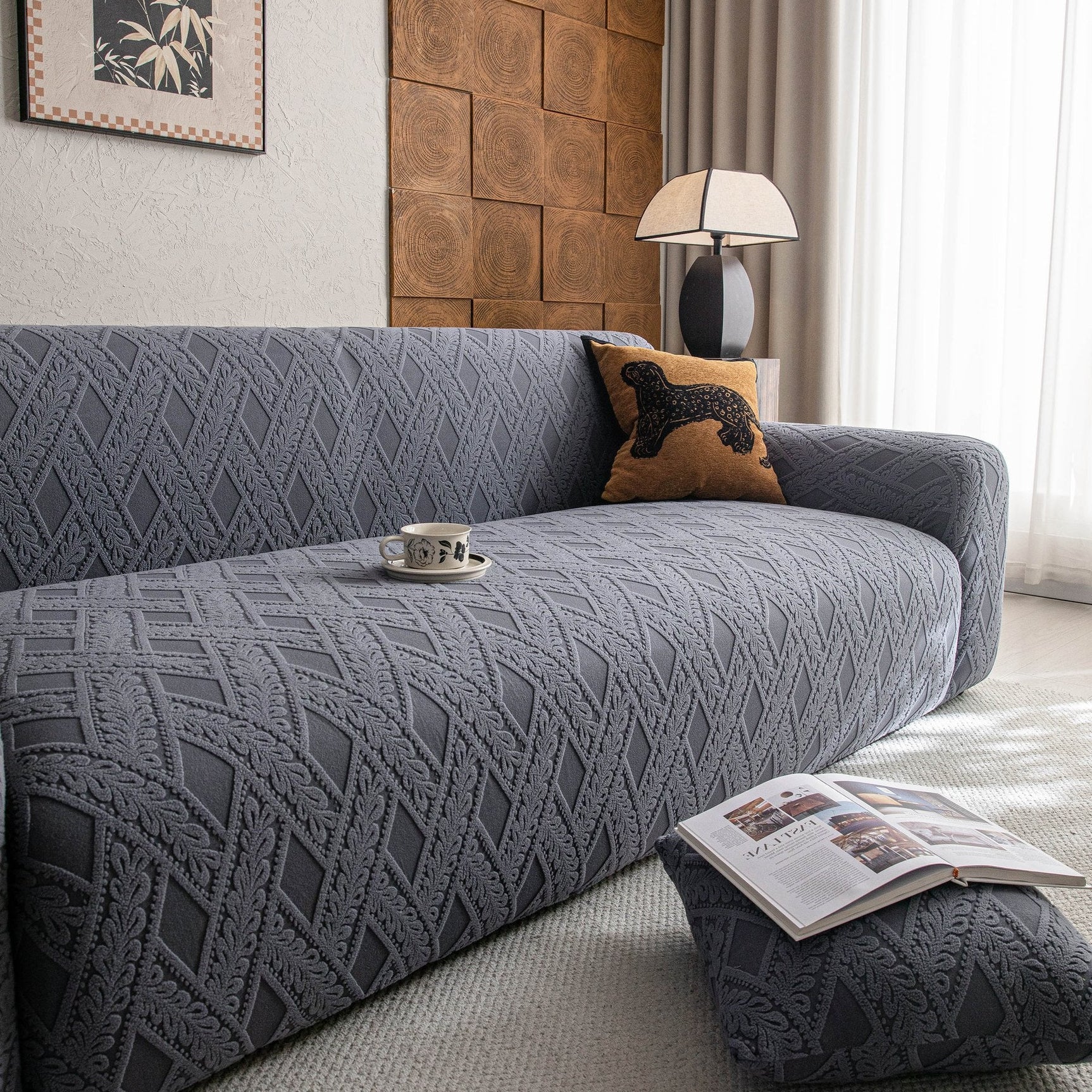High Stretch 3D Jacquard Sofa Slipcovers, Pet Friendly Non Slip Sofa Cover Washable - Ornate Home
