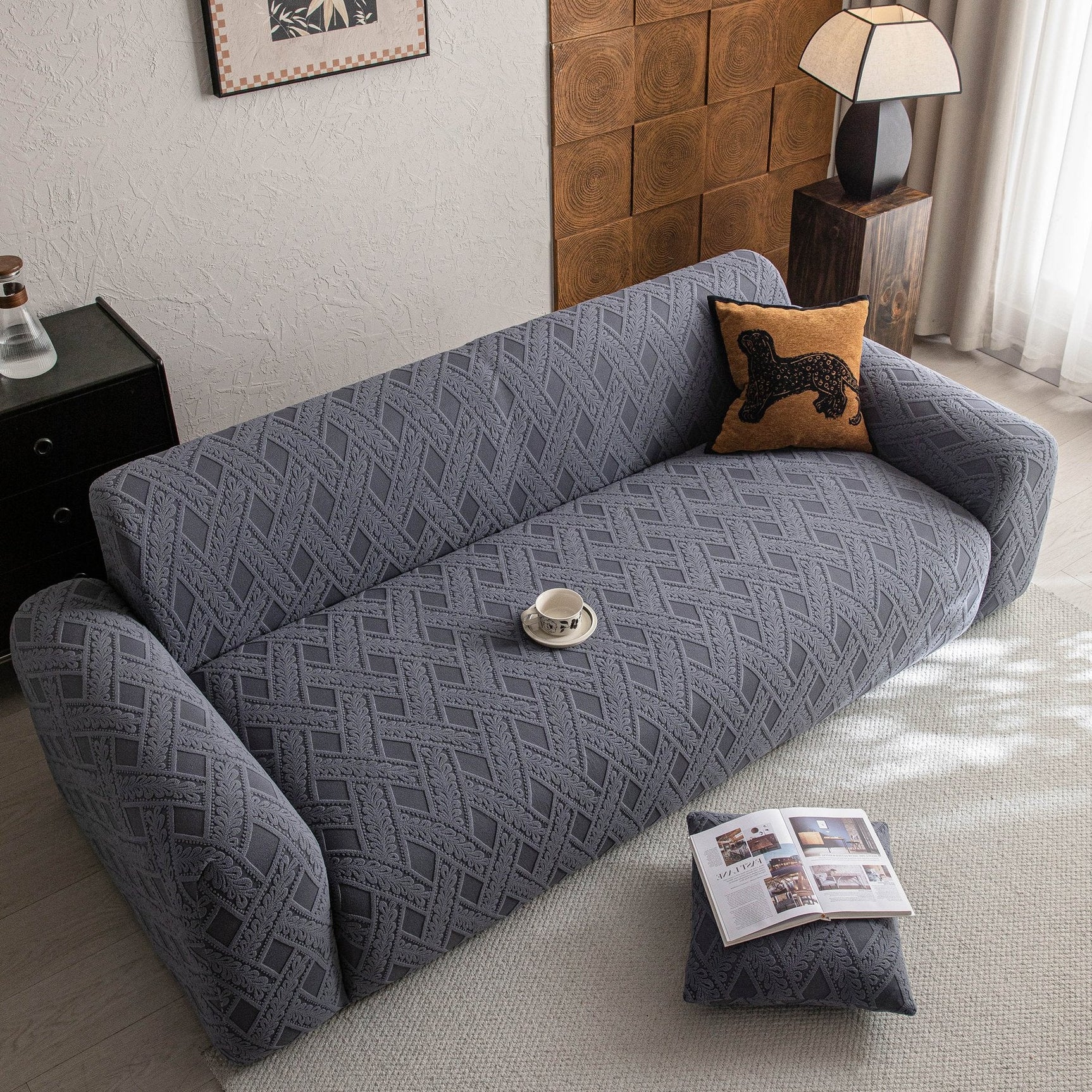 High Stretch 3D Jacquard Sofa Slipcovers, Pet Friendly Non Slip Sofa Cover Washable - Ornate Home