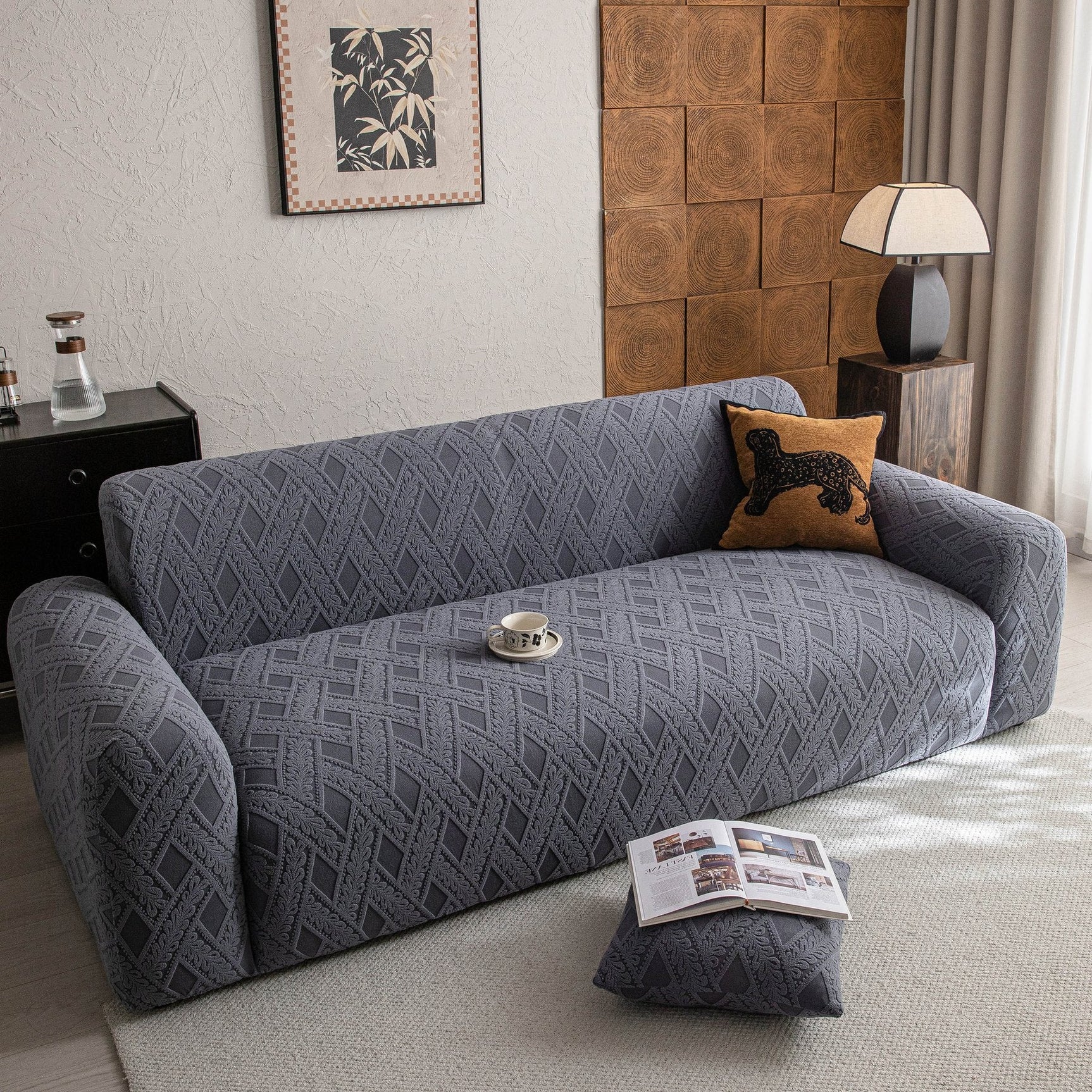High Stretch 3D Jacquard Sofa Slipcovers, Pet Friendly Non Slip Sofa Cover Washable - Ornate Home