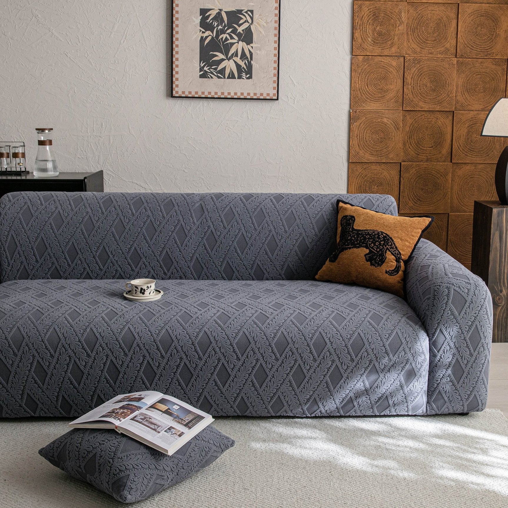 High Stretch 3D Jacquard Sofa Slipcovers, Pet Friendly Non Slip Sofa Cover Washable - Ornate Home