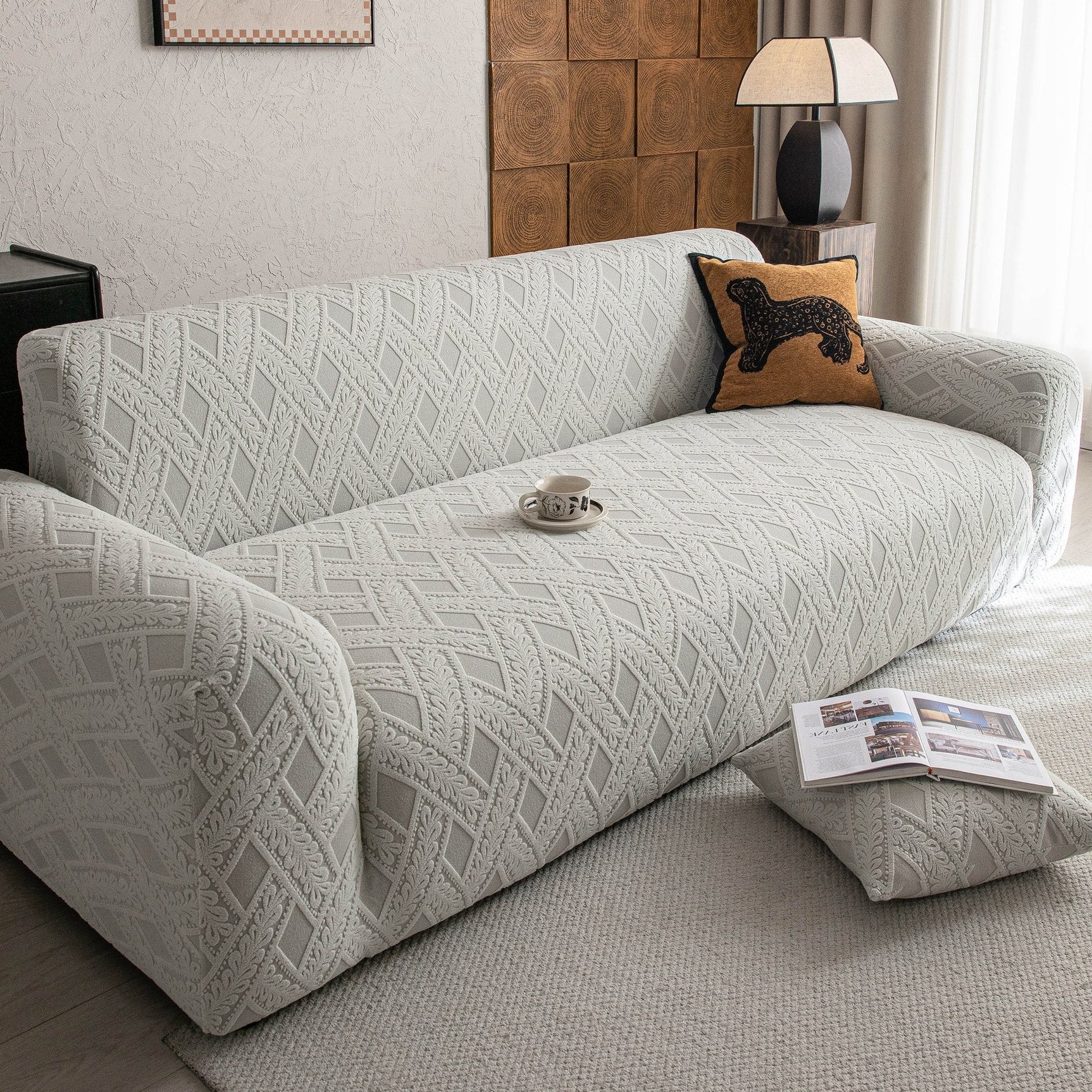 High Stretch 3D Jacquard Sofa Slipcovers, Pet Friendly Non Slip Sofa Cover Washable - Ornate Home