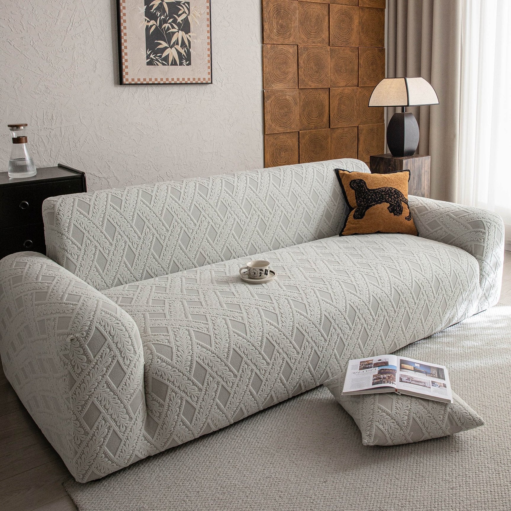 High Stretch 3D Jacquard Sofa Slipcovers, Pet Friendly Non Slip Sofa Cover Washable - Ornate Home