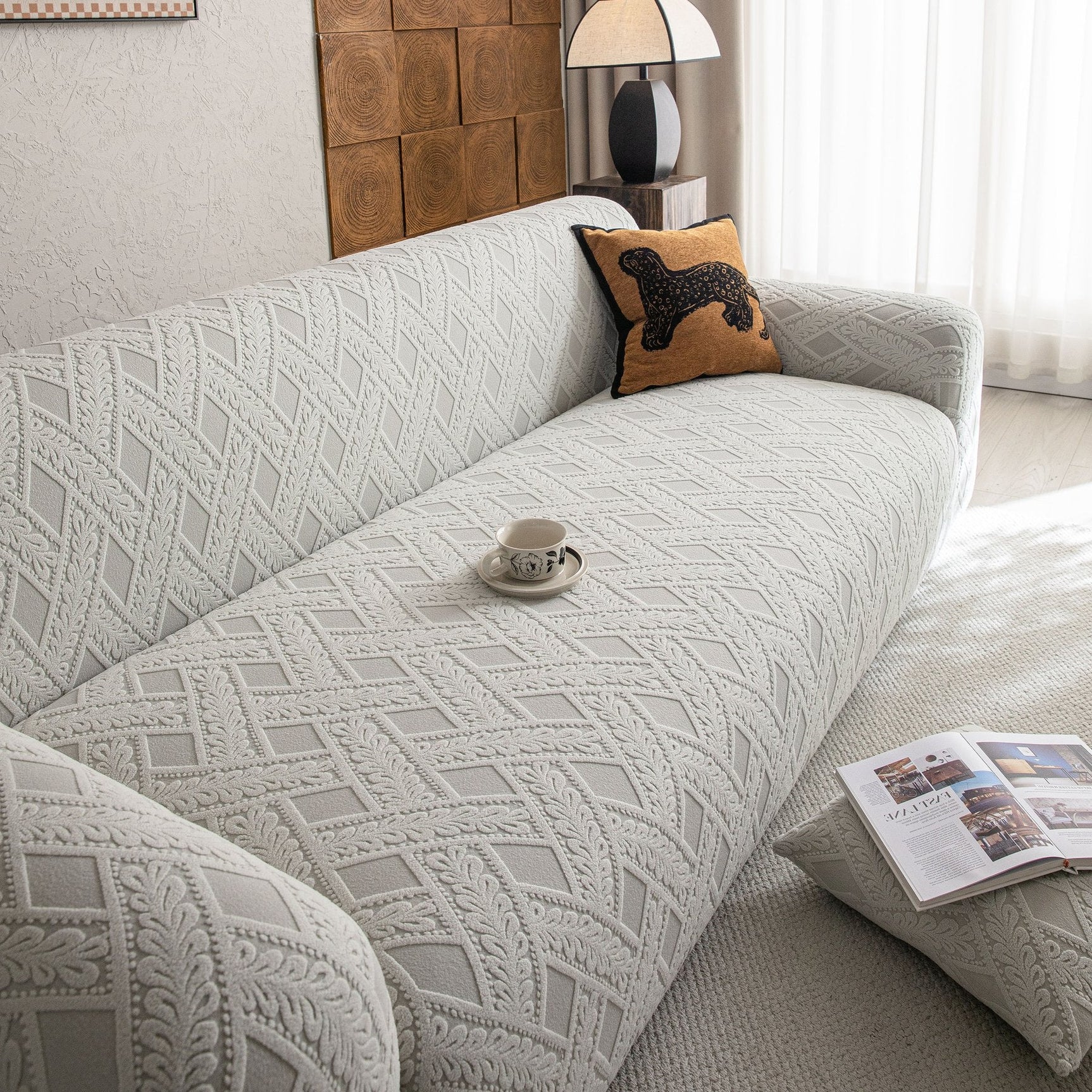 High Stretch 3D Jacquard Sofa Slipcovers, Pet Friendly Non Slip Sofa Cover Washable - Ornate Home