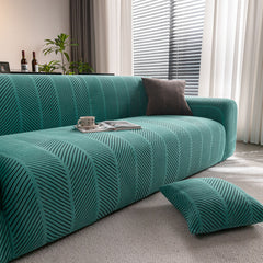 High Stretch Chevron Sofa Cover, Soft Washable Textured Jacquard Slipcover for Couch - Ornate Home