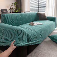 High Stretch Chevron Sofa Cover, Soft Washable Textured Jacquard Slipcover for Couch - Ornate Home