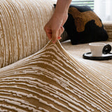 High Stretch Couch Slipcover with Abstract Stripe, Washable Non-Slip Cover for Dogs - Ornate Home