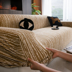 High Stretch Couch Slipcover with Abstract Stripe, Washable Non-Slip Cover for Dogs - Ornate Home