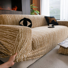 High Stretch Couch Slipcover with Abstract Stripe, Washable Non-Slip Cover for Dogs - Ornate Home