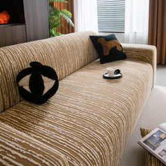 High Stretch Couch Slipcover with Abstract Stripe, Washable Non-Slip Cover for Dogs - Ornate Home