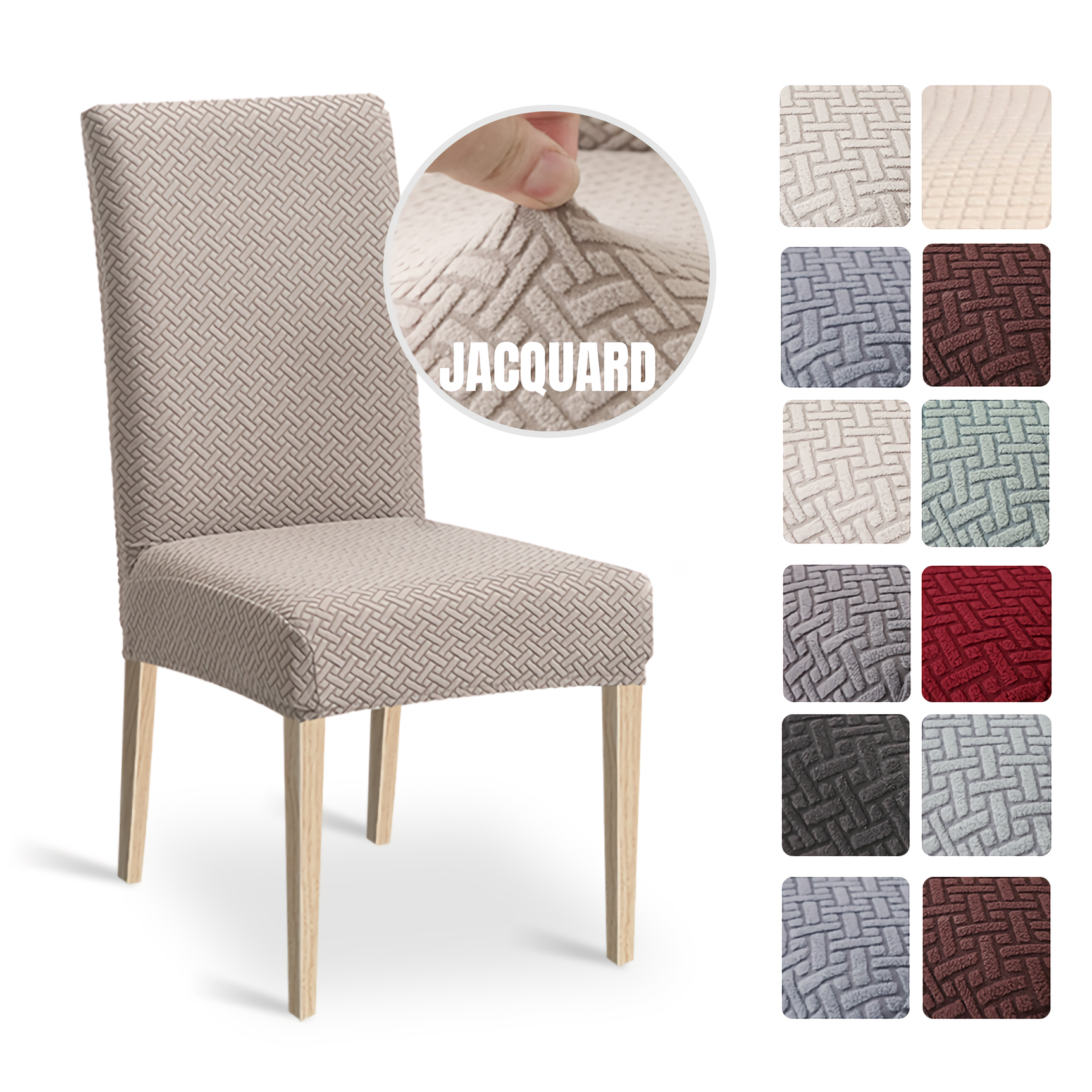 High Stretch Dining Chair Cover, 1/2/4/6pcs Jacquard Spandex Slipcover - Ornate Home