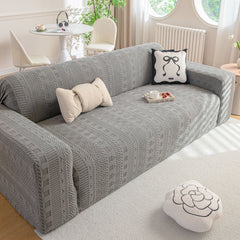 High Stretch Embossed Geometric Slipcover for Couch, Cozy Plush Fleece Couch Cover - Ornate Home
