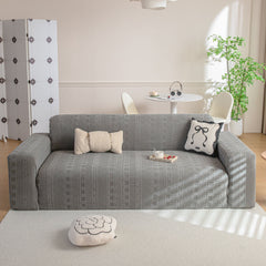 High Stretch Embossed Geometric Slipcover for Couch, Cozy Plush Fleece Couch Cover - Ornate Home