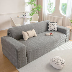 High Stretch Embossed Geometric Slipcover for Couch, Cozy Plush Fleece Couch Cover - Ornate Home