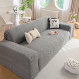 High Stretch Embossed Geometric Slipcover for Couch, Cozy Plush Fleece Couch Cover - Ornate Home