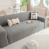 High Stretch Embossed Geometric Slipcover for Couch, Cozy Plush Fleece Couch Cover - Ornate Home
