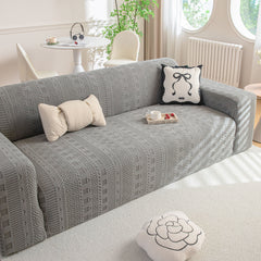 High Stretch Embossed Geometric Slipcover for Couch, Cozy Plush Fleece Couch Cover - Ornate Home