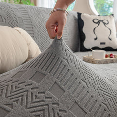 High Stretch Embossed Geometric Slipcover for Couch, Cozy Plush Fleece Couch Cover - Ornate Home