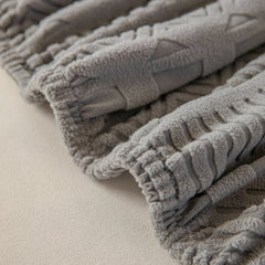 High Stretch Embossed Geometric Slipcover for Couch, Cozy Plush Fleece Couch Cover - Ornate Home