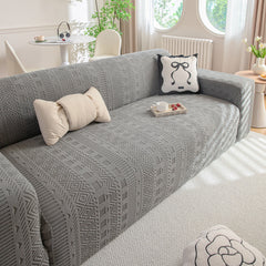 High Stretch Embossed Geometric Slipcover for Couch, Cozy Plush Fleece Couch Cover - Ornate Home