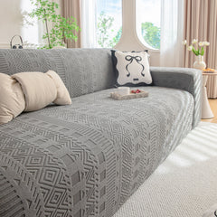 High Stretch Embossed Geometric Slipcover for Couch, Cozy Plush Fleece Couch Cover - Ornate Home
