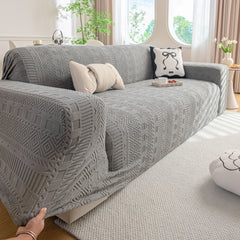 High Stretch Embossed Geometric Slipcover for Couch, Cozy Plush Fleece Couch Cover - Ornate Home