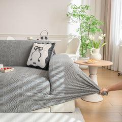 High Stretch Embossed Geometric Slipcover for Couch, Cozy Plush Fleece Couch Cover - Ornate Home