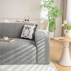 High Stretch Embossed Geometric Slipcover for Couch, Cozy Plush Fleece Couch Cover - Ornate Home