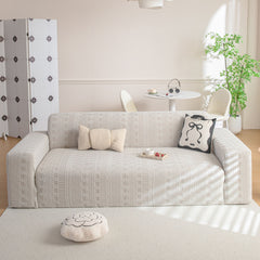 High Stretch Embossed Geometric Slipcover for Couch, Cozy Plush Fleece Couch Cover - Ornate Home