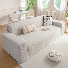 High Stretch Embossed Geometric Slipcover for Couch, Cozy Plush Fleece Couch Cover - Ornate Home