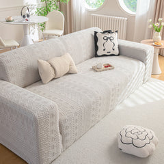 High Stretch Embossed Geometric Slipcover for Couch, Cozy Plush Fleece Couch Cover - Ornate Home