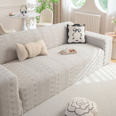 High Stretch Embossed Geometric Slipcover for Couch, Cozy Plush Fleece Couch Cover - Ornate Home