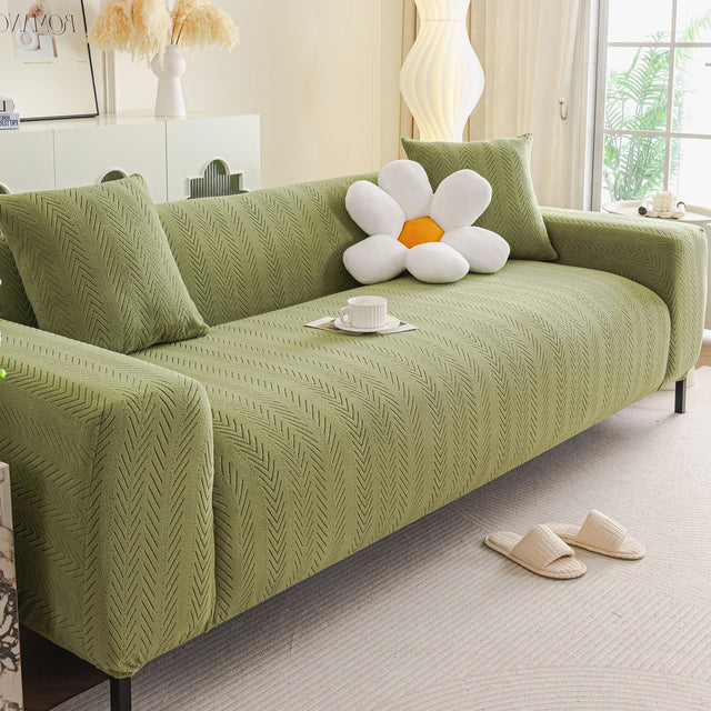 High Stretch Herringbone Textured Slipcover for Standard & L-Shaped Sectional Couches - Ornate Home