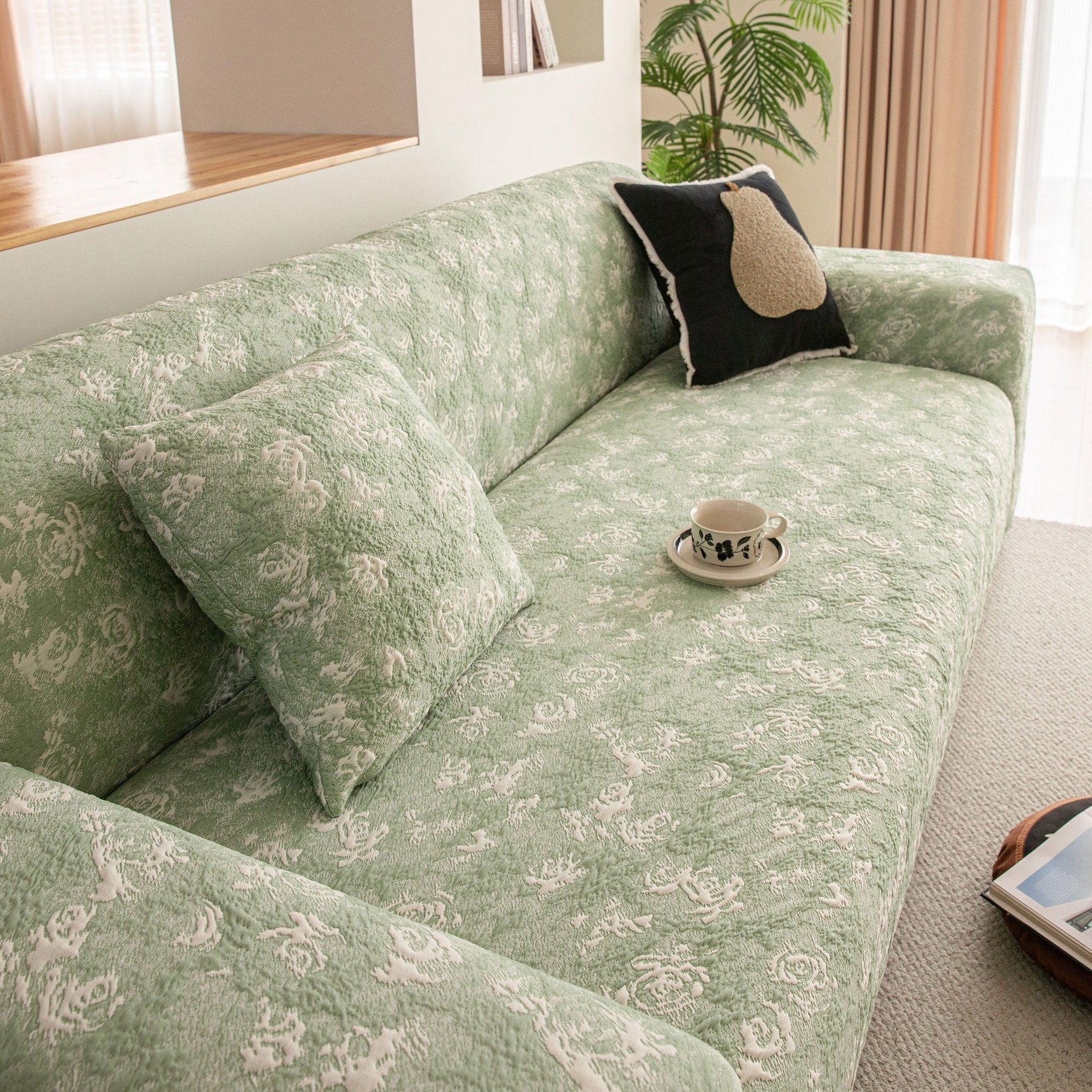 High Stretch Thick 3D Spacer Sofa Cover, Air-Layer Jacquard Cushioned Couch Slipcover - Ornate Home